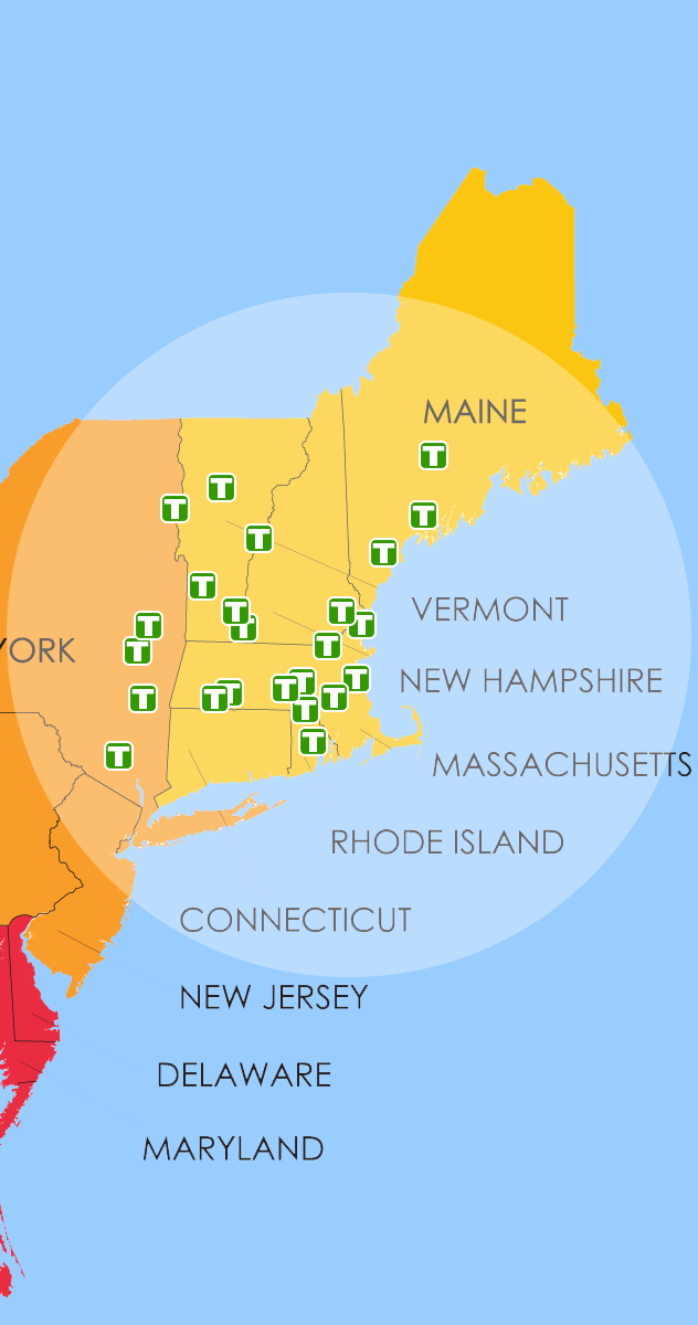 Map of Terminals Wyson Trucking Serves